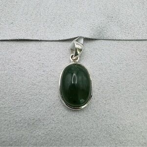 S925 Oval Natural Jade Pendant